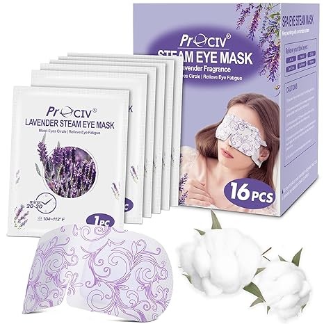 16 Packs Steam Eye Masks for Dark Circles and Puffiness Self Heated Eye Mask Disposable Sleep Mask Soothing Headache Relief Dry Eyes, Stress Relief Relief Eye Fatigue, Spa Gifts Travel Essentials