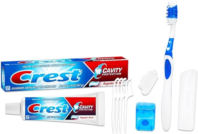 Graydon Hall Oral Care Travel Kit for Adults - Bundle with Travel Toothbrush, Floss, Floss Picks, Anti-Cavity Toothpaste, and More for Men and Women | TSA Friendly Toothbrush Set
