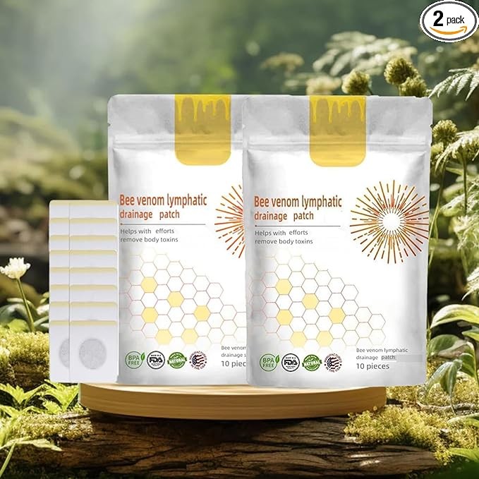 affeeco Bee Venom Patches, Bee Venom Drainage Patches for Women & Men,Bee Venom Lymphatic Drainage Patches(2PCS)