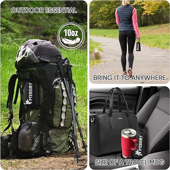 PTEROMY Hooded Rain Poncho for Adult with Pocket, Waterproof Lightweight Unisex Raincoat for Hiking Camping Emergency